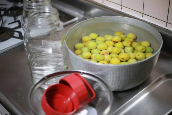 Soaking Plums Water — Stok fotoğraf