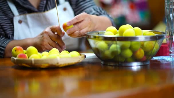 Woman Who Takes Calyx Plum — Video Stock