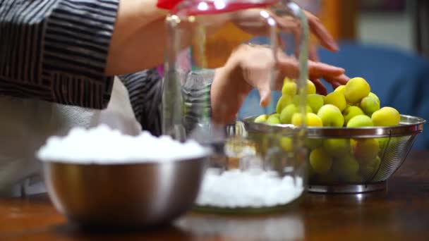 Woman Making Plum Syrup — Stock Video