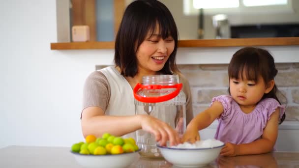 Parents Children Making Plum Syrup — ストック動画