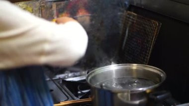 Woman making shiso juice