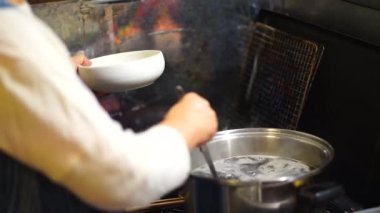 Woman making shiso juice