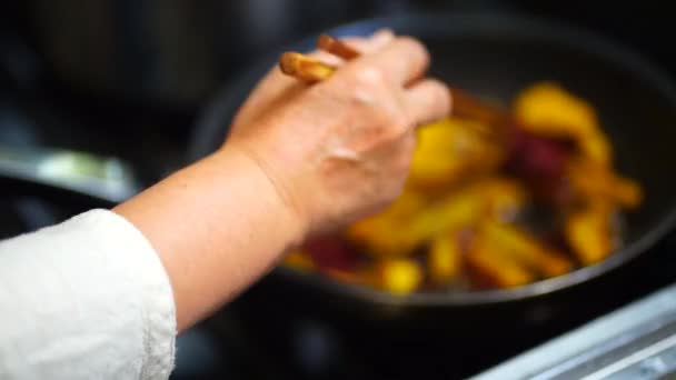 Woman Making Candied Sweet Potatoes — Video