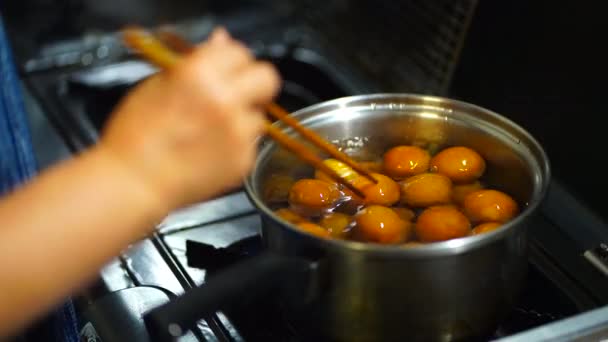 Image Woman Boiling Plums — Stok Video