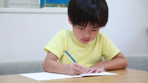 Niño Estudiando Casa — Vídeo de stock