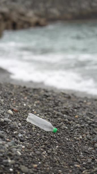 Pet Bottles Washed Beach — Vídeo de stock