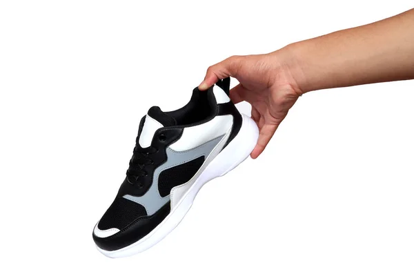 Gri Siyah Beyaz Spor Ayakkabıları Beyaz Arka Planda Izole Edilmiş — Stok fotoğraf