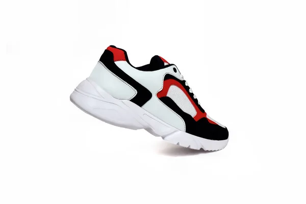 Piros Fekete Fehér Sport Cipő Elszigetelt Fehér Háttér — Stock Fotó