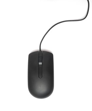 siyah bilgisayar faresi beyaz arkaplanda izole edildi