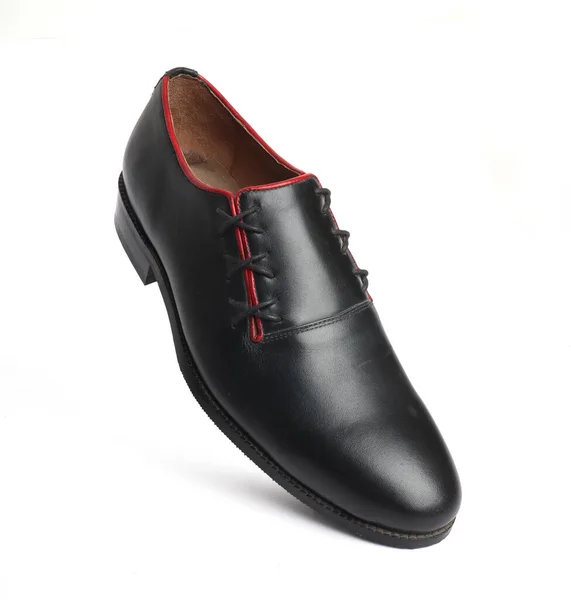 Zapatos Formales Cuero Negro Aislados Sobre Fondo Blanco — Foto de Stock