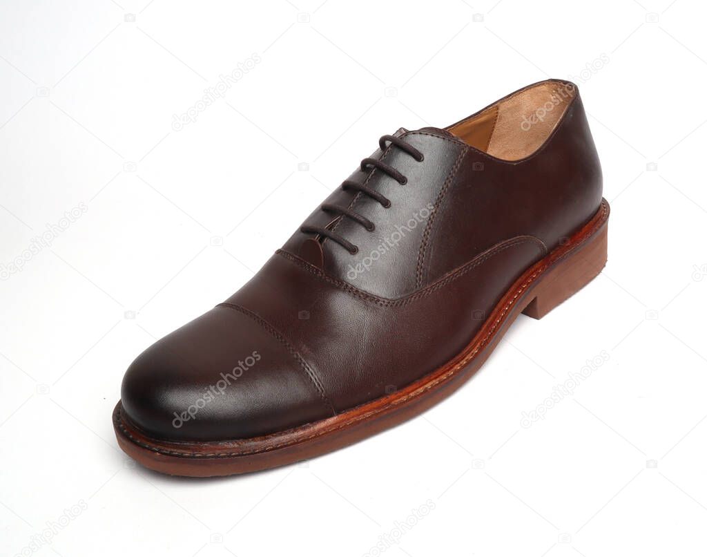 brown leather oxford formal shoes isolated