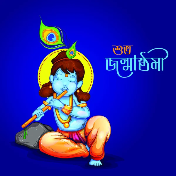 Happy Janmasthami Krishna Janmashtami Colour Vector Illustration — Vector de stock