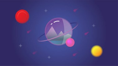 Uzayın soyut ve renkli çizimi.