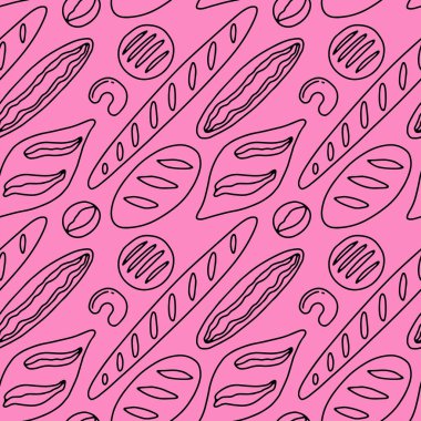 Long loaf and baguette seamless pattern. Vector illustrtion