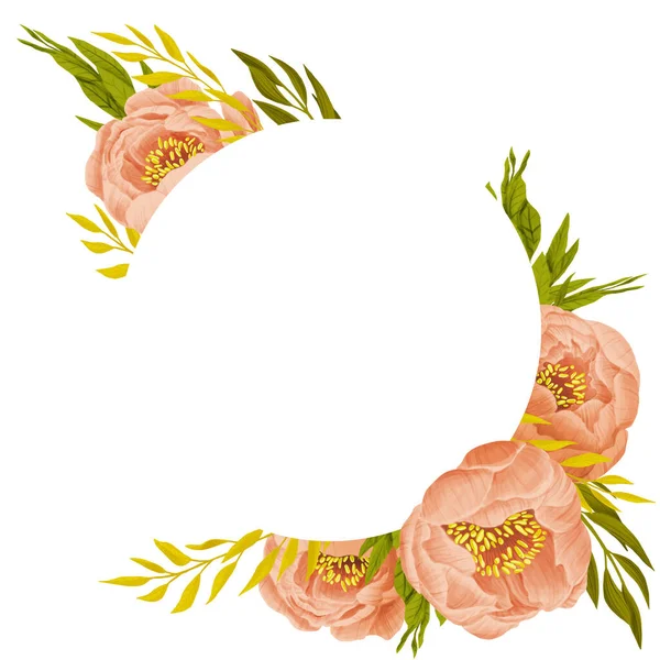 Peony bouquet illustration on white background. Card, invitation — Stock Photo, Image