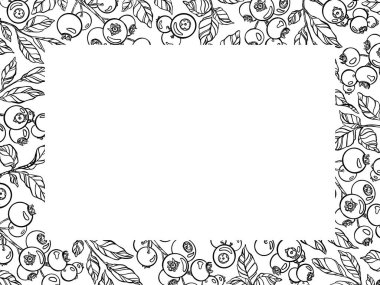 Çilek çerçevesi. Kart, davet için siyah ve beyaz grafikleri özetle