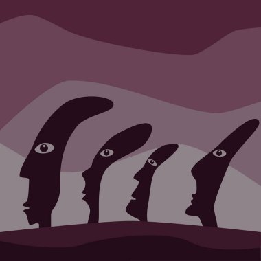 Kurtların, tavşanların ve baykuşların vektör görüntüsü. Gün Doğumu veya Gün Batımı