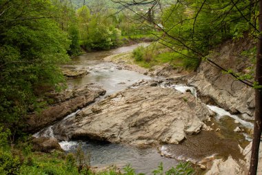 Waterfall on a mountain river in Sheshory
