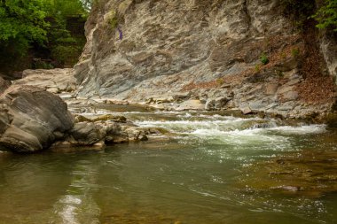 Waterfall on a mountain river in Sheshory