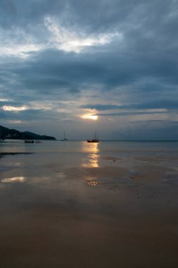 Fantastic sunset on the beach of Phuket island