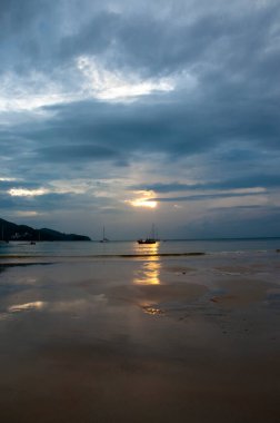 Fantastic sunset on the beach of Phuket island