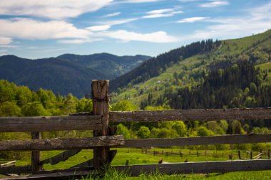 Wooden fence in the Carpathian mountains