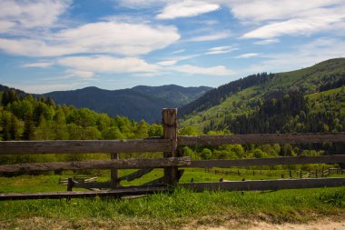 Wooden fence in the Carpathian mountains