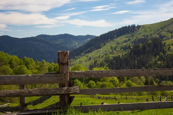 Wooden Fence Carpathian Mountains —  Fotos de Stock