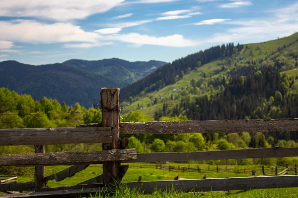 Wooden fence in the Carpathian mountains