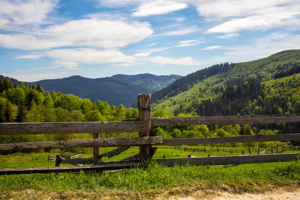 Wooden fence in the Carpathian mountains