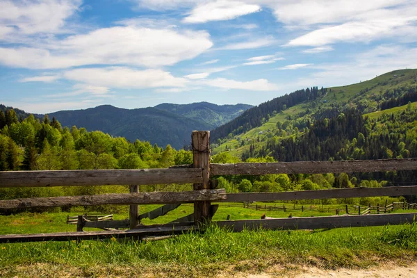 Wooden Fence Carpathian Mountains —  Fotos de Stock