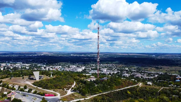 Ukrainian City Izyum Bird Eye View Photo War — 스톡 사진