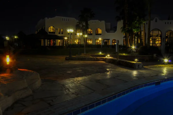 Hotel Egípcio Durante Noite Sharm Sheikh — Fotografia de Stock