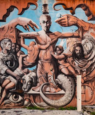 Nassau Bahams 'daki binanın duvarında bir resim resmi var.