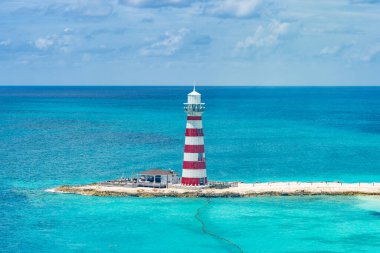 Bahamalar 'daki MSC Ocean Cay özel adasındaki imza deniz feneri.