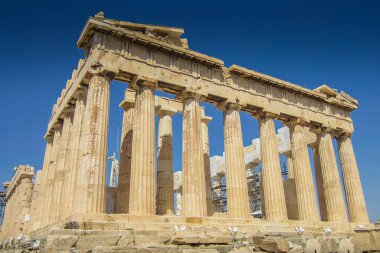 Atina 'daki Parthenon tapınağına yakın çekim