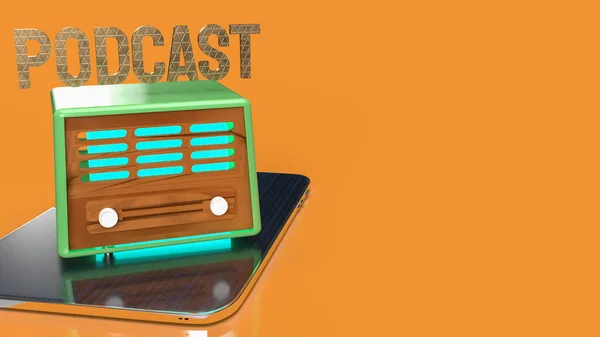 Radio Vintage Tablet Podcast Media Concept Rendering — Foto Stock