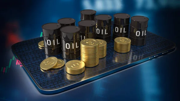 Der Öltank Auf Dem Tablet Für Energie Oder Erdöl Geschäftskonzept — Stockfoto