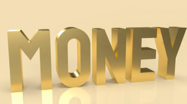 İş konsepti için altın para metni 3D oluşturma