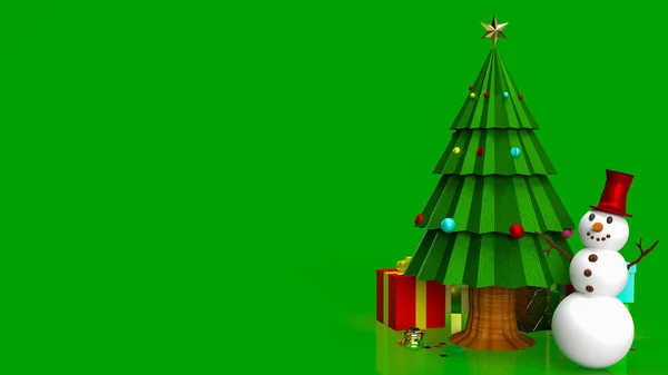 Árbol Navidad Hombre Nieve Para Celebración Concepto Vacaciones Renderización — Foto de Stock