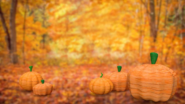 感謝祭のコンセプト3Dレンダリンカボチャの秋の季節 — ストック写真
