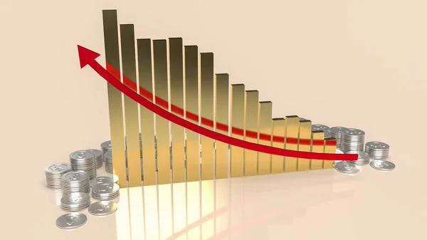 Gráfico Ouro Moedas Dinheiro Para Negócios Finanças Conceito Renderização — Fotografia de Stock