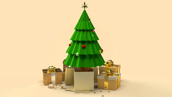 Albero Natale Scatola Regalo Celebrazione Concetto Festa Rendering — Foto Stock