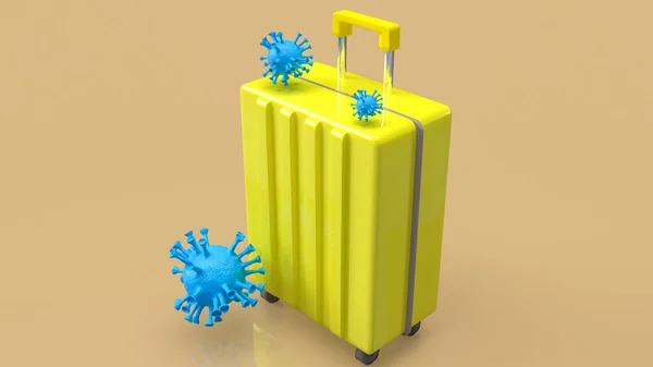 The  suitcase and virus for travel or medical concept 3d rendering