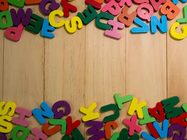 Alfabeto Legno Multicolore Sul Tavolo Istruzione Bambino Concep — Foto Stock