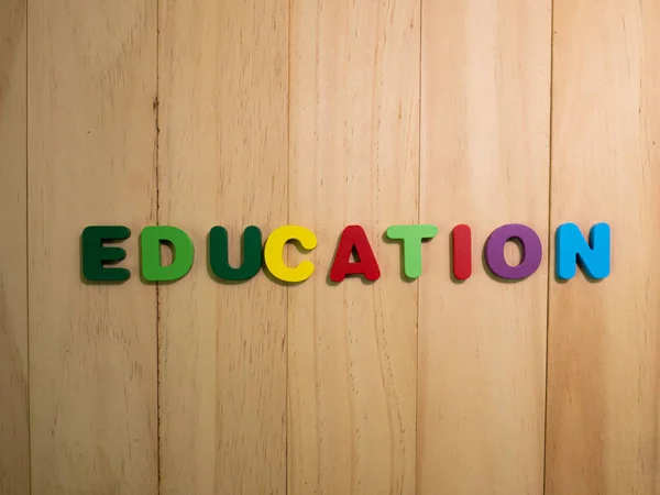 Alfabeto Legno Multicolore Sul Tavolo Istruzione Bambino Concep — Foto Stock