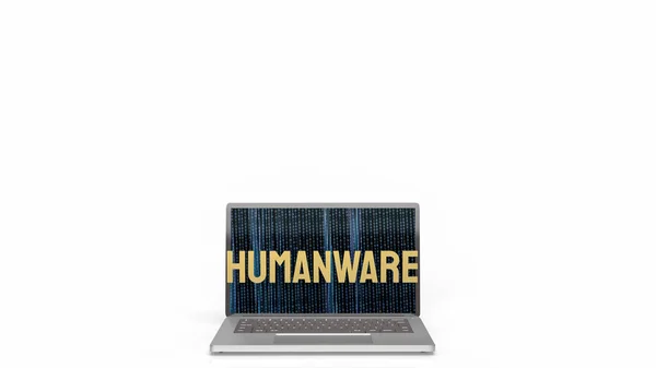 Humanware Slovo Zlaté Šachy Notebooku Bílém Pozadí Pro Obchodní Nebo — Stock fotografie