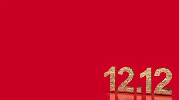 gold number 12.12 on red background for sale promotion concept 3d rendering