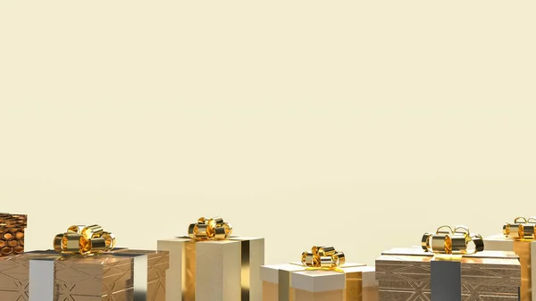 ビジネスや休日のコンセプト3Dレンダリングのための金のギフトボックス — ストック写真