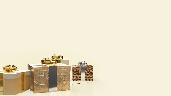 Gold Gift Box Business Holiday Concept Rendering — Stock Photo, Image